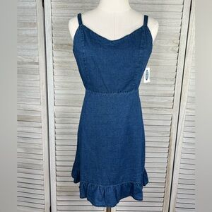 OLD NAVY Denim Mini Sundress Fit & Flare w Ruffle Hem Blue-Medium (Petite)